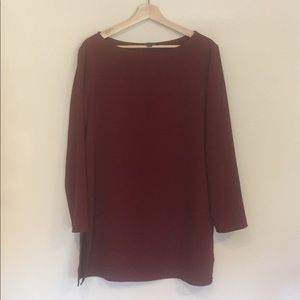 American Apparel Maroon 3/4 Length Sleeve Tunic